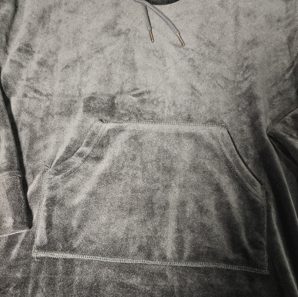 Tahari Cozy Black Velour Longline Long Hoodie Sleepwear Small - Picture 8 of 13